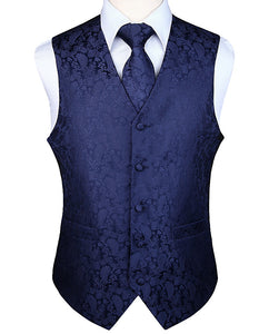 Men's Classic Party Wedding Paisley Plaid Floral Vest Set - TK Depot