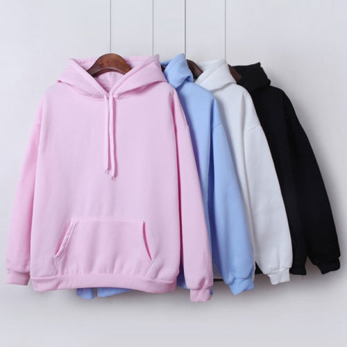 Solid Color Hooded Tops Women's Sweatshirt - TK Depot